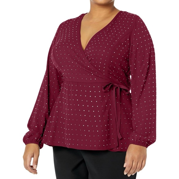 ✨Bling and Sparkle City Chic Ruby Blouse - Picture 7 of 15
